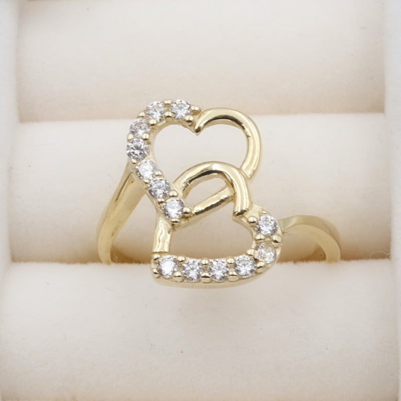 Anillo corazones 10k